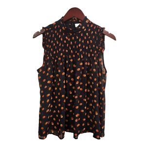 Anthropologie Maeve Darby Victorian Neck Smocked Swing Polkadot Blouse 4